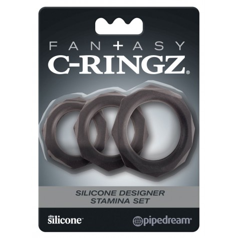 Набор из 3 граненых эрекционных колец C-Ringz Silicone Designer Stamina Set