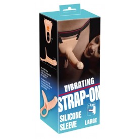 Телесный фаллопротез с вибрацией Vibrating Strap-On - 23 см.